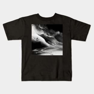 Dark Black Waves Kids T-Shirt